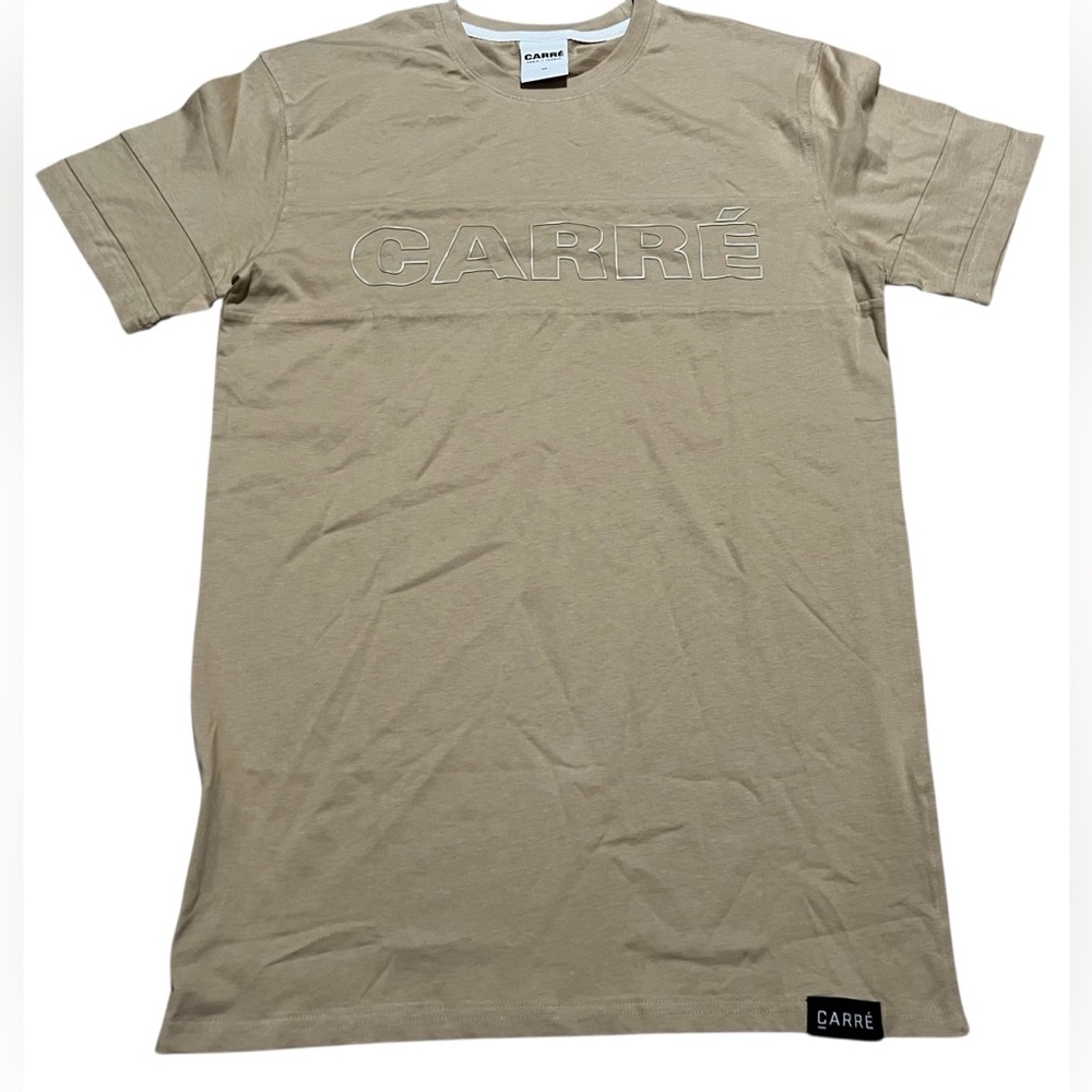Carré Paris Men's Panneau‎ Short Sleeve T-Shirt tee stone tan size Medium